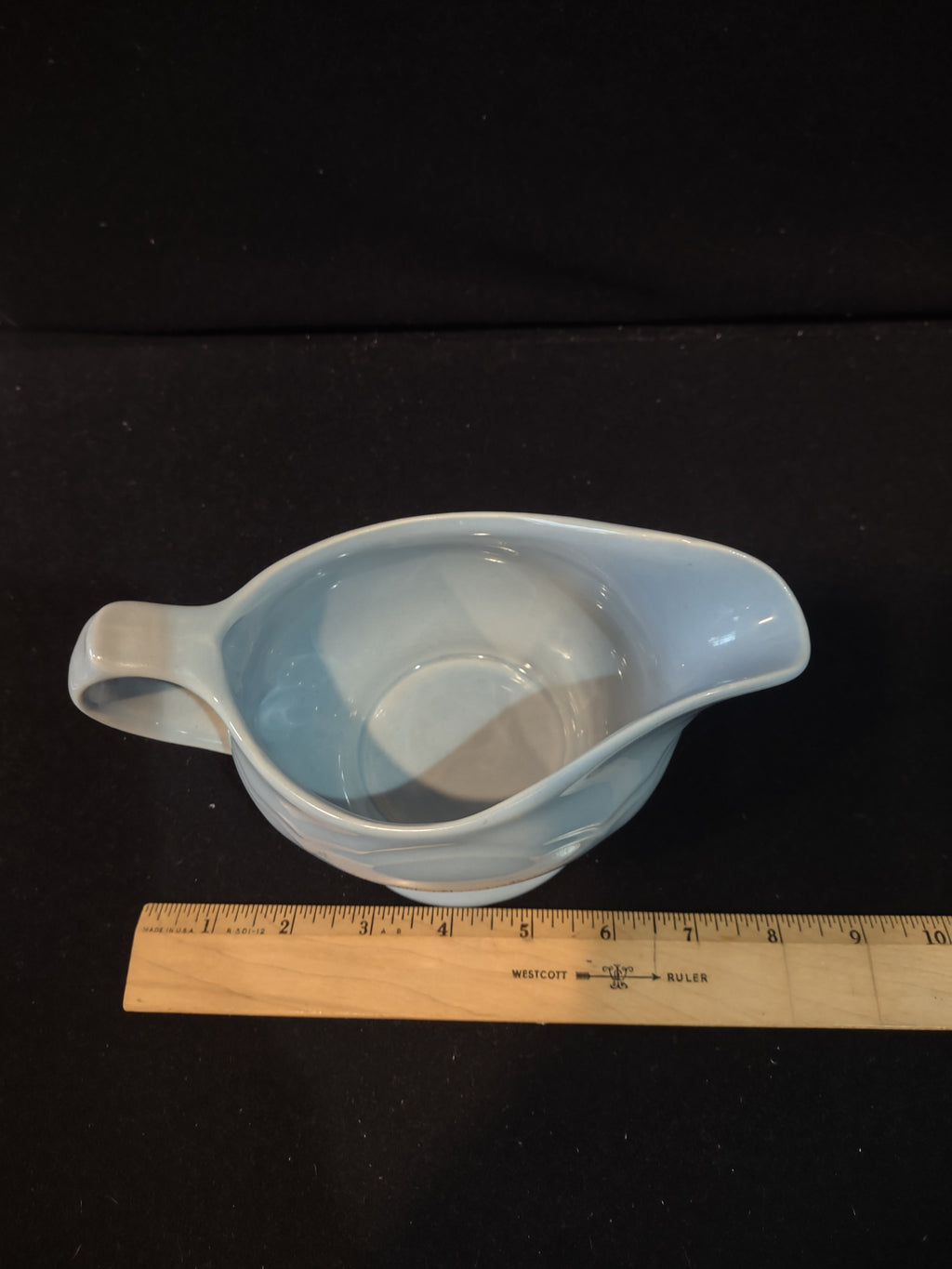Vintage Pfaltzgraff Gravy Server Boat Footed Blue Ceramic Pottery [6327]