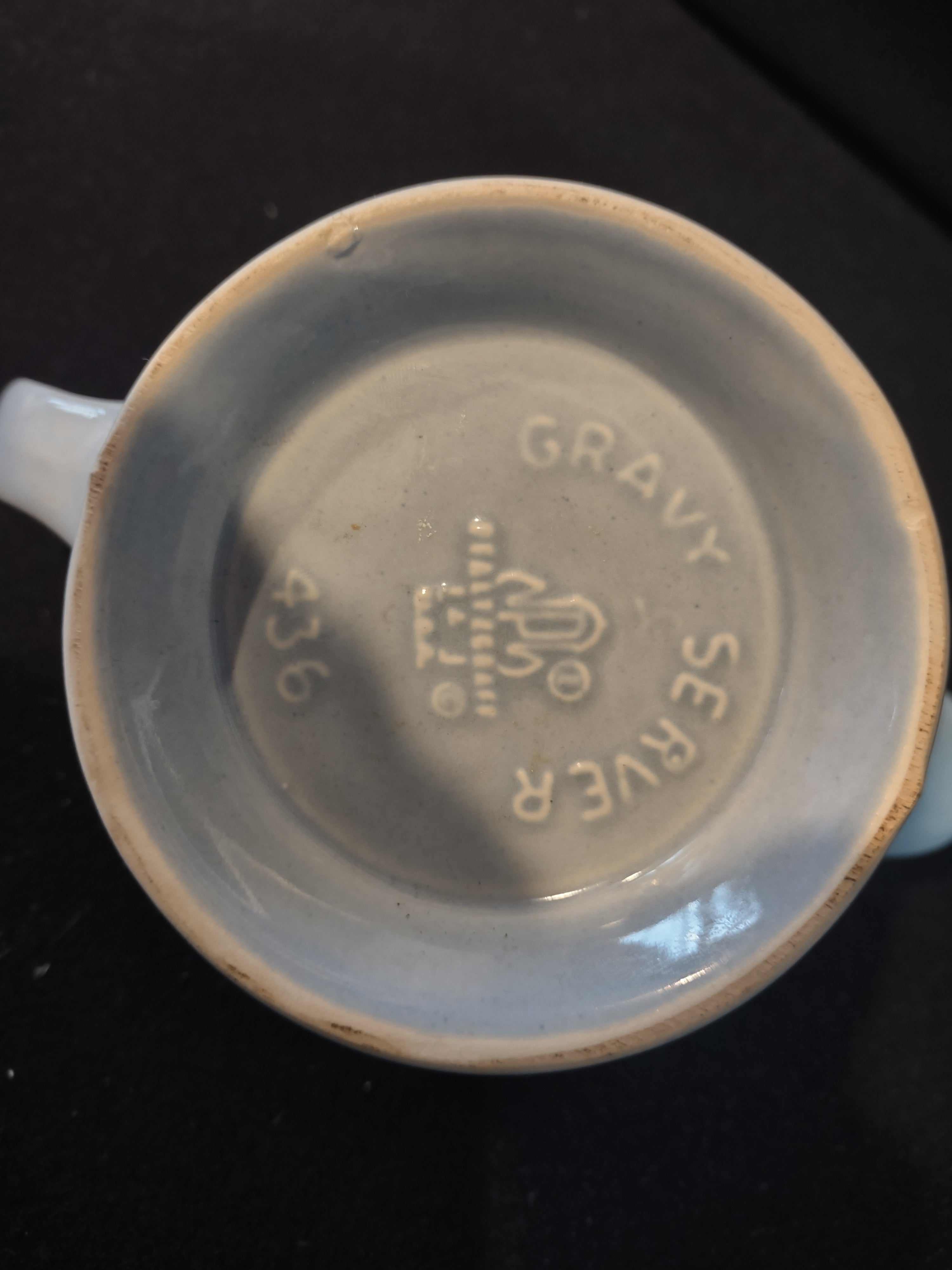 Vintage Pfaltzgraff Gravy Server Boat Footed Blue Ceramic Pottery [6327]