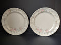 Vintage Pfaltzgraff Pink Rose Blue Floral Dinner Plates Set of 2 [6374]