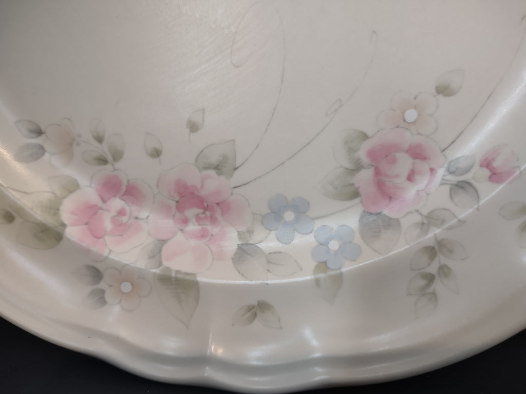 Vintage Pfaltzgraff Pink Rose Blue Floral Dinner Plates Set of 2 [6374]