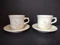 Vintage Pfaltzgraff Pink Rose Cup & Saucer Sets Pair of 2 [6375]