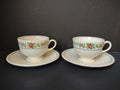Vintage Wedgwood Etruria England Floral Cup Saucer Sets Pair [6376]