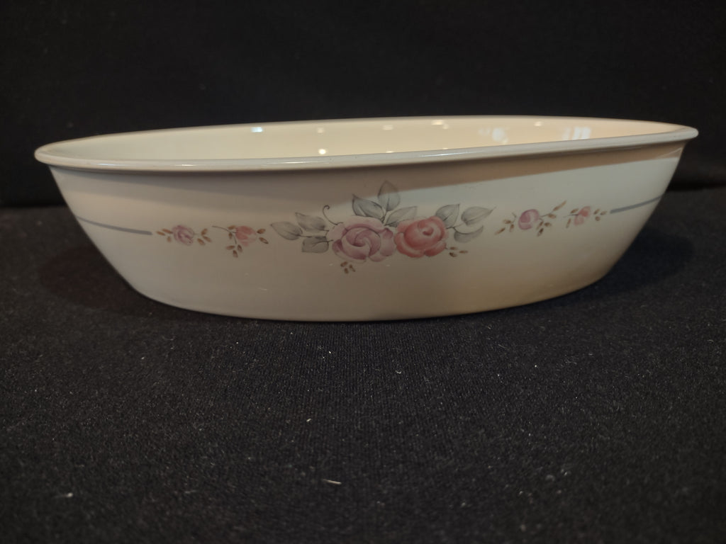 Vintage Pfaltzgraff Remembrance Oval Vegetable Dish Cream Pink [6333]