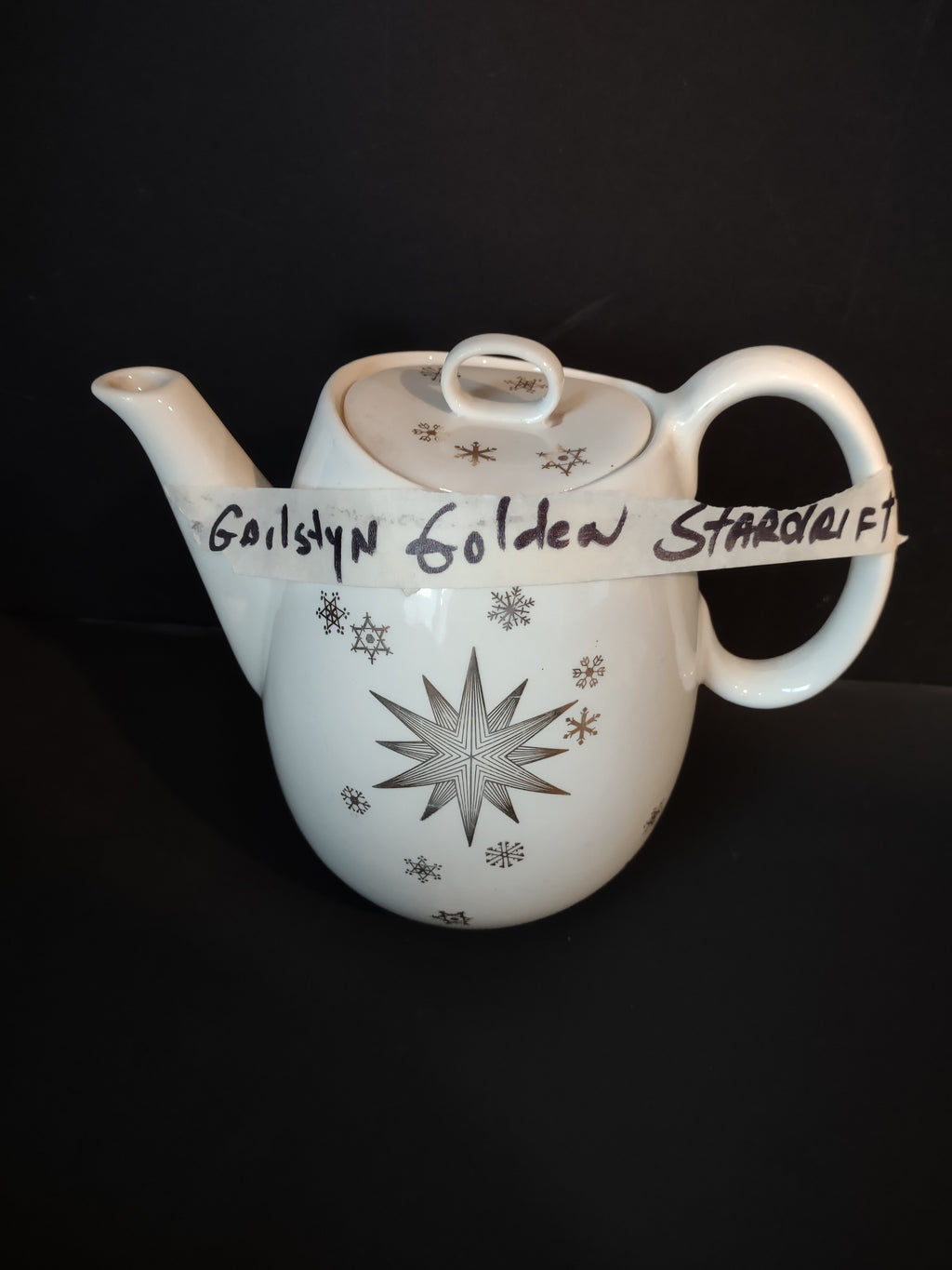 Vintage Gailstyn Golden Stardrift Teapot w/ Lid White Gold [6335]