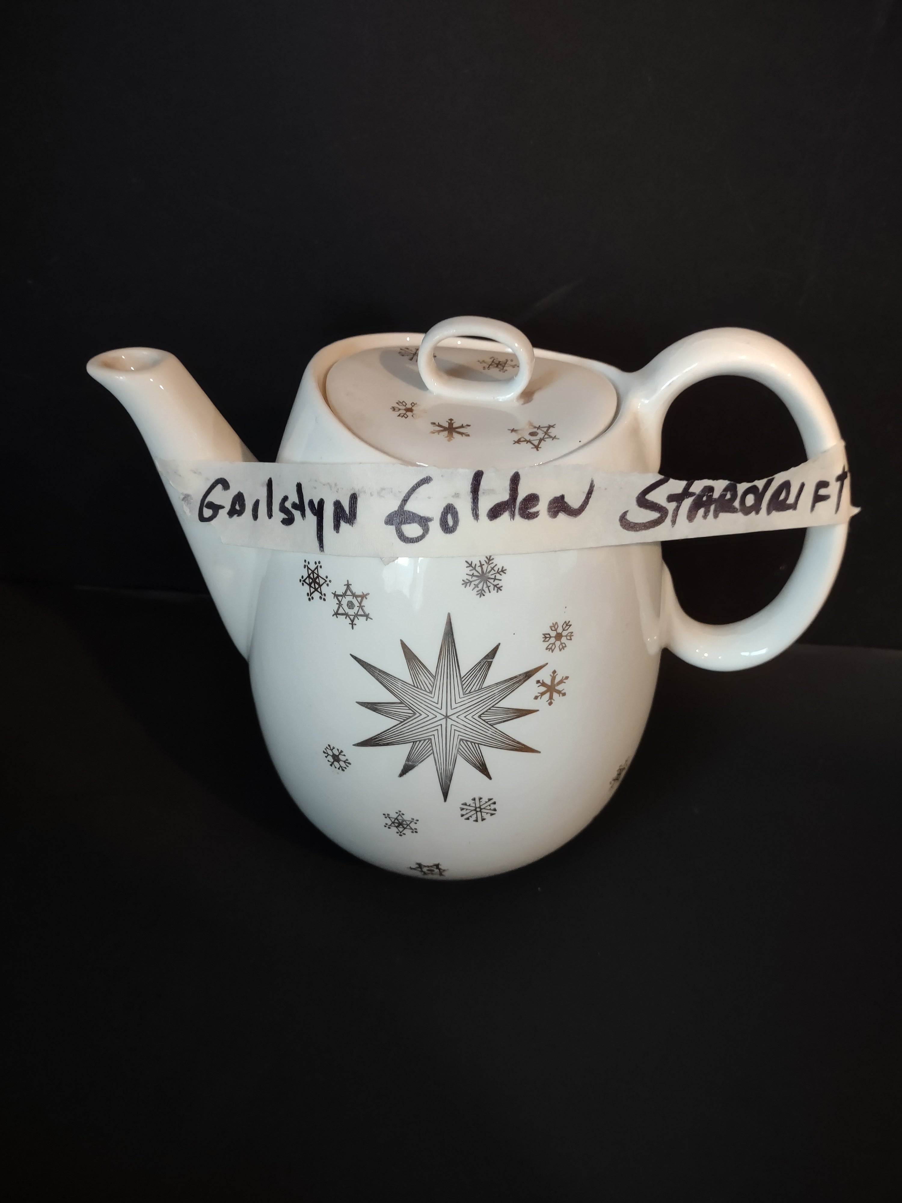 Vintage Gailstyn Golden Stardrift Teapot w/ Lid White Gold [6335]