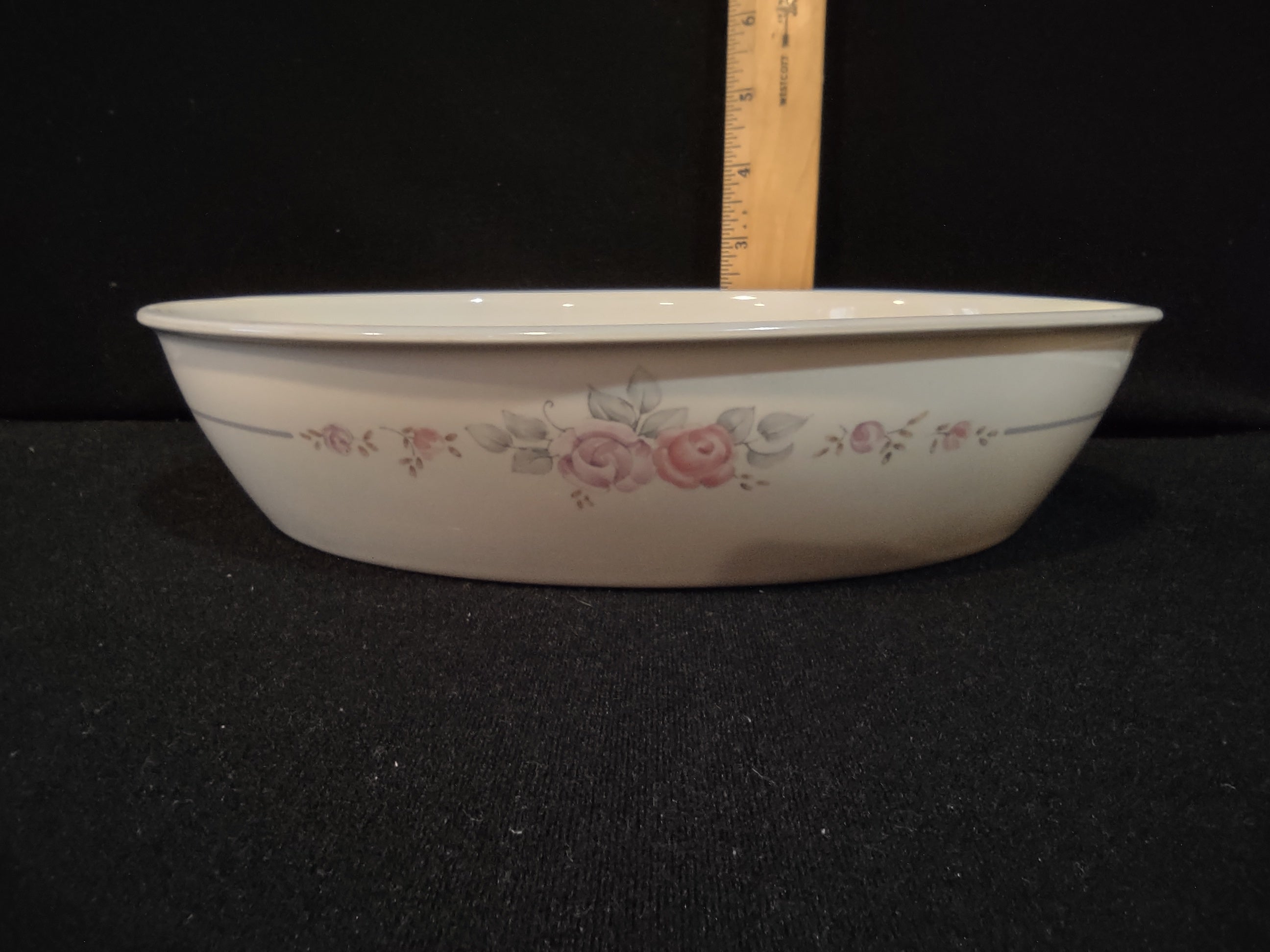 Vintage Pfaltzgraff Remembrance Oval Vegetable Dish Cream Pink [6333]