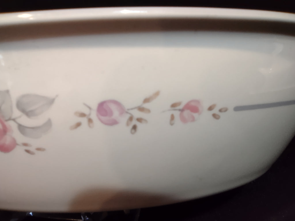Vintage Pfaltzgraff Remembrance Oval Vegetable Dish Cream Pink [6333]