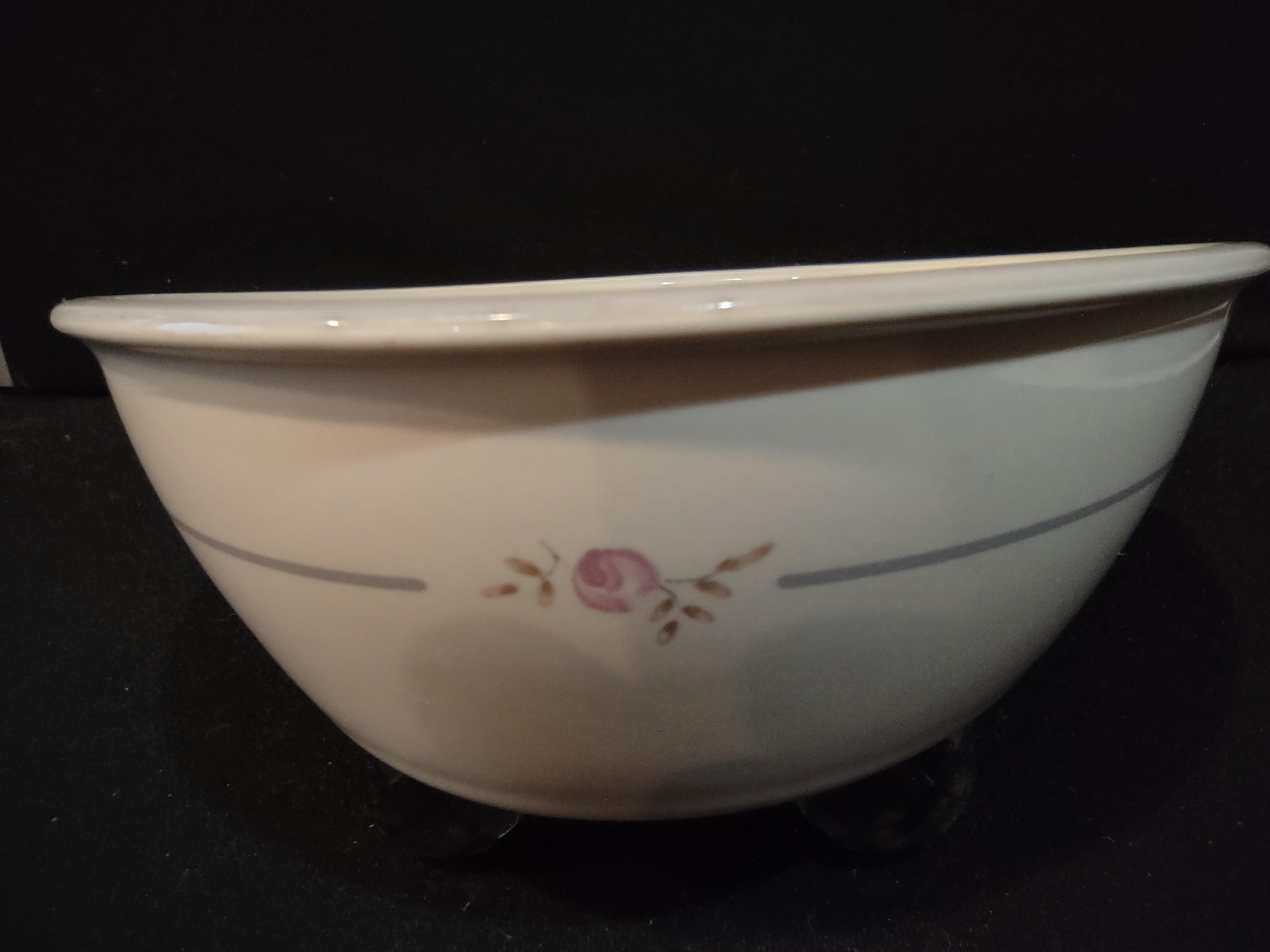 Vintage Pfaltzgraff Remembrance Oval Vegetable Dish Cream Pink [6333]