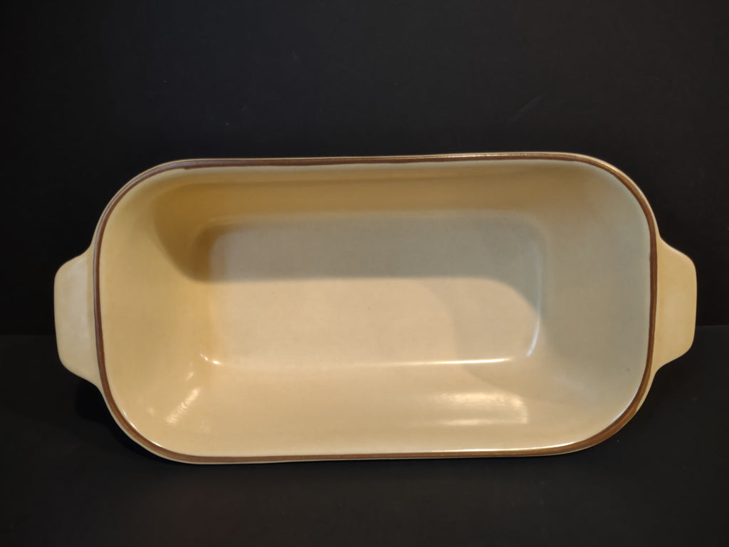 Vintage Pfaltzgraff Village Brown Loaf Pan Casserole Dish Cream & Brown [6378]