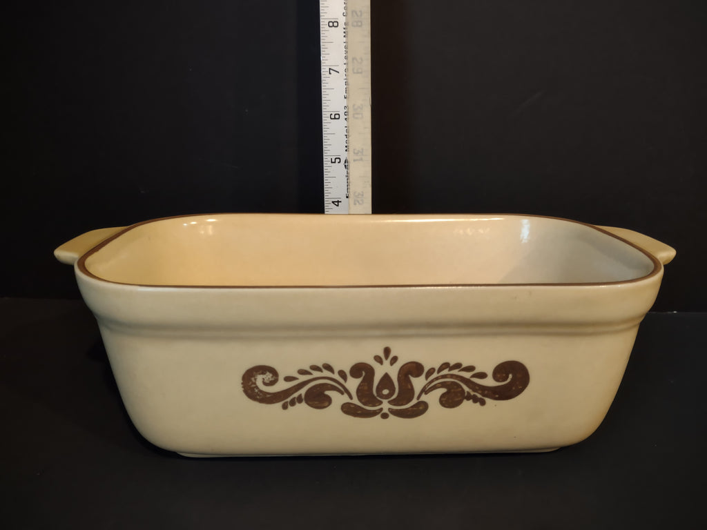 Vintage Pfaltzgraff Village Brown Loaf Pan Casserole Dish Cream & Brown [6378]