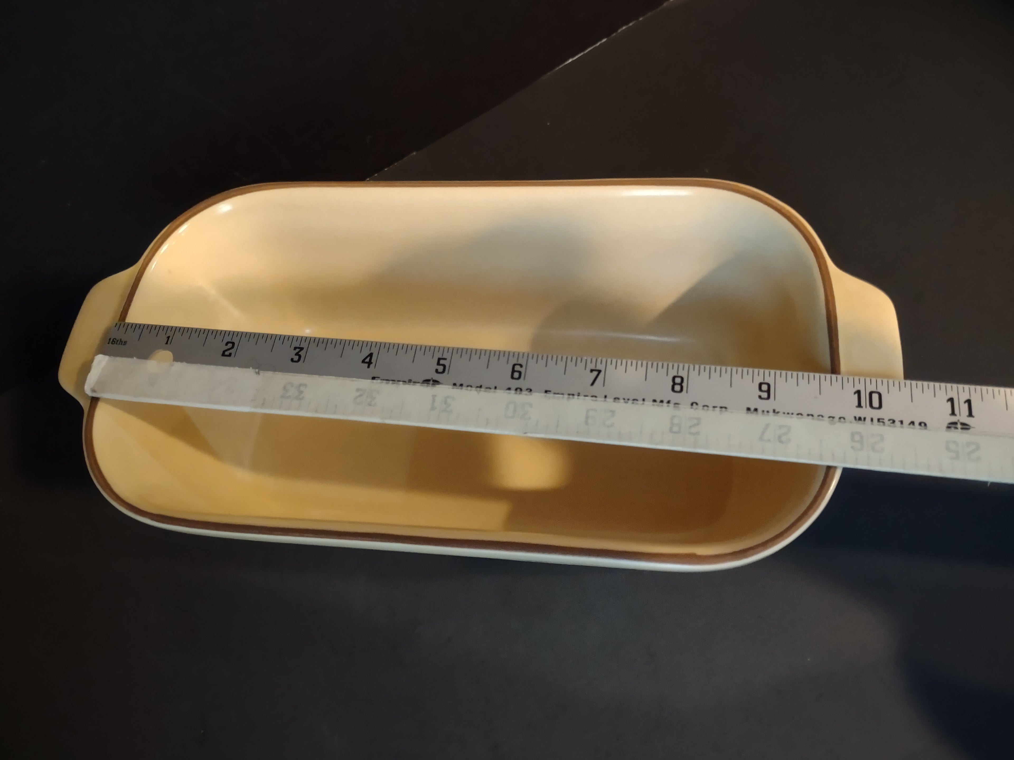 Vintage Pfaltzgraff Village Brown Loaf Pan Casserole Dish Cream & Brown [6378]