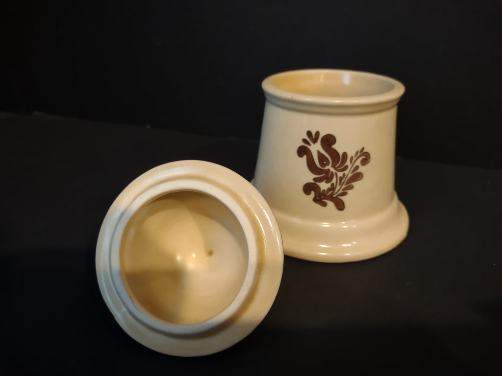 Vintage Pfaltzgraff Village Sugar Bowl Creamer Set Cream & Brown [6379]