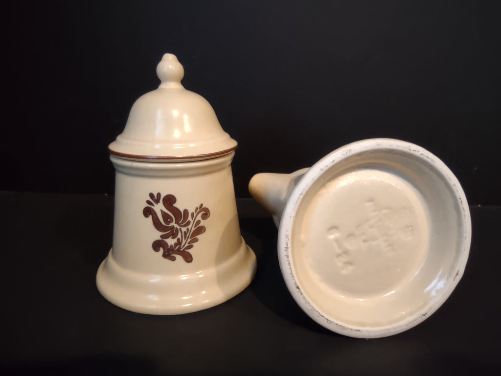 Vintage Pfaltzgraff Village Sugar Bowl Creamer Set Cream & Brown [6379]
