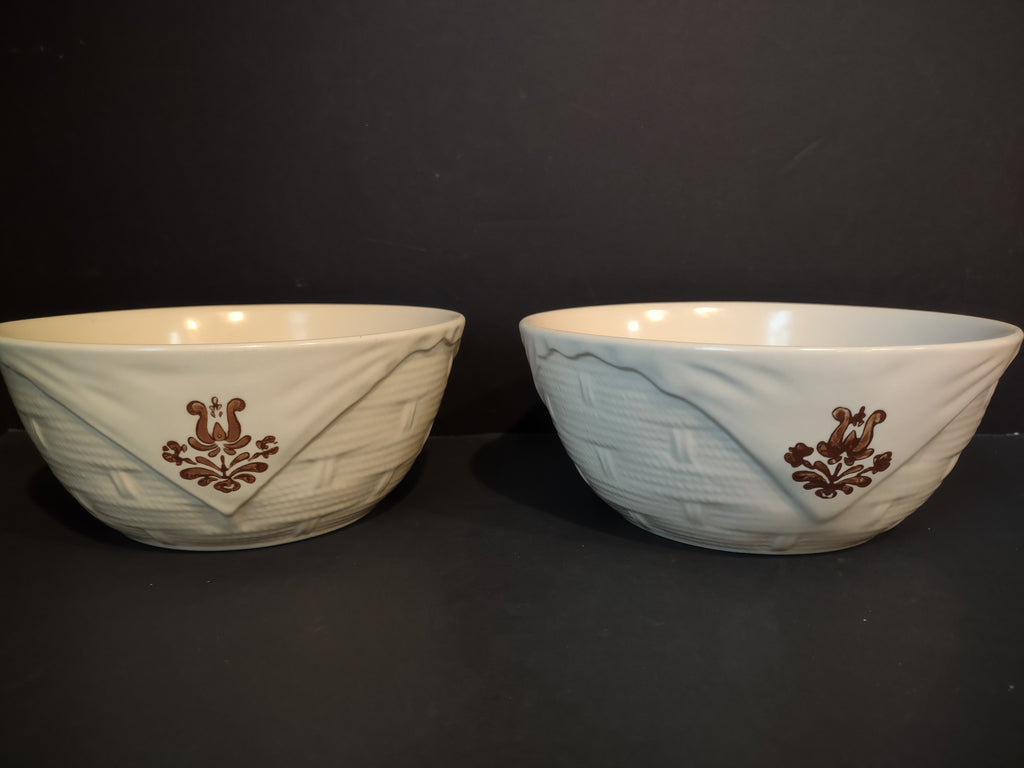 Vintage Pfaltzgraff Village Mixing Bowl Set of 2 Cream & Brown 8" [6380]