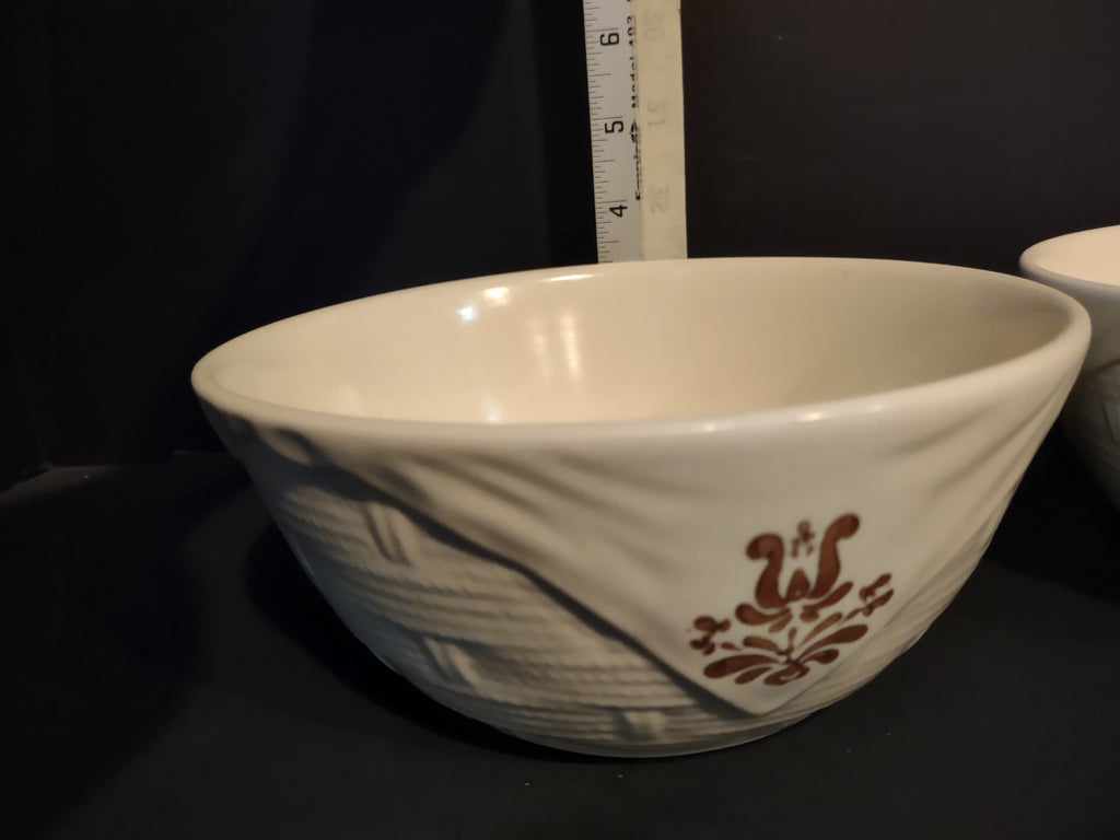 Vintage Pfaltzgraff Village Mixing Bowl Set of 2 Cream & Brown 8" [6380]