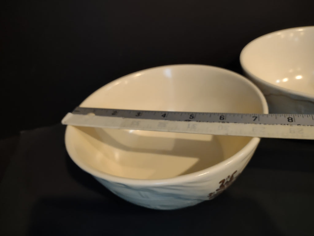 Vintage Pfaltzgraff Village Mixing Bowl Set of 2 Cream & Brown 8" [6380]