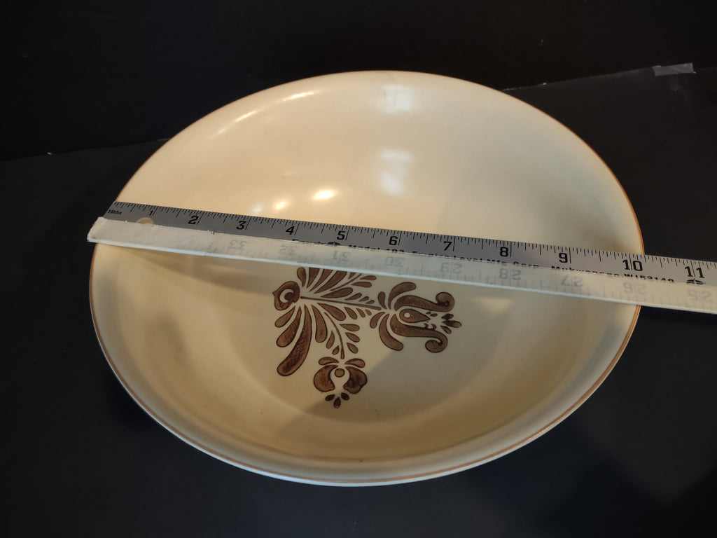 Vintage Pfaltzgraff Village Large Serving Bowl 10" Cream & Brown [6381]