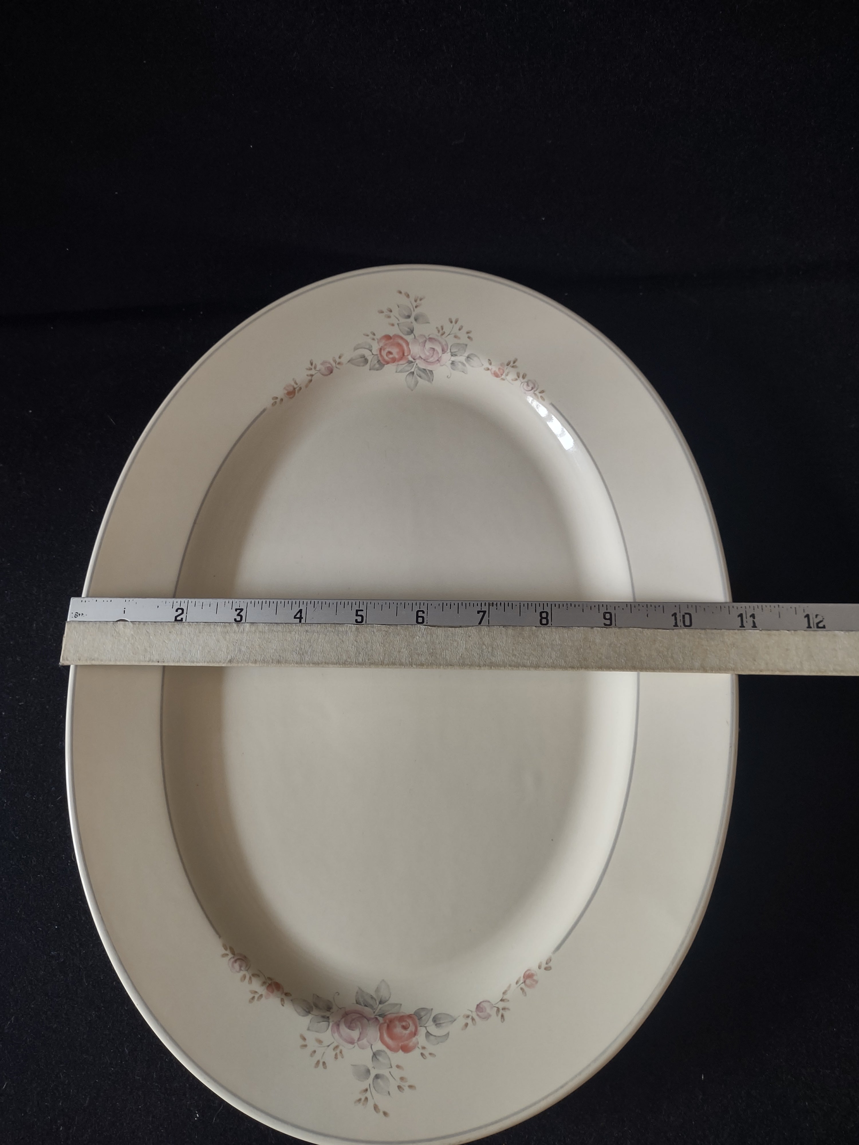 Vintage Pfaltzgraff Trousseau Oval Serving Platter Pink Roses Cream [6383]