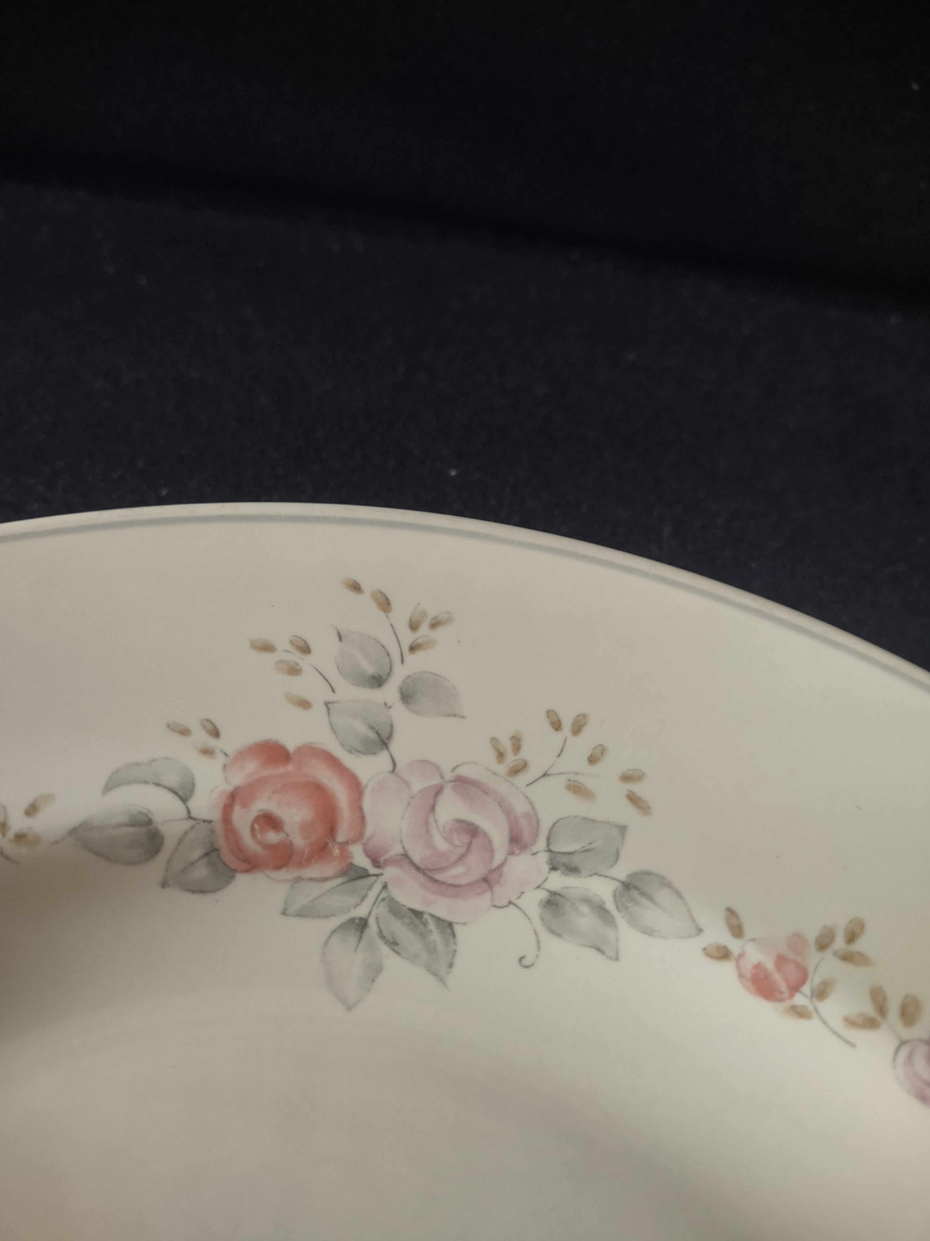 Vintage Pfaltzgraff Trousseau Oval Serving Platter Pink Roses Cream [6383]
