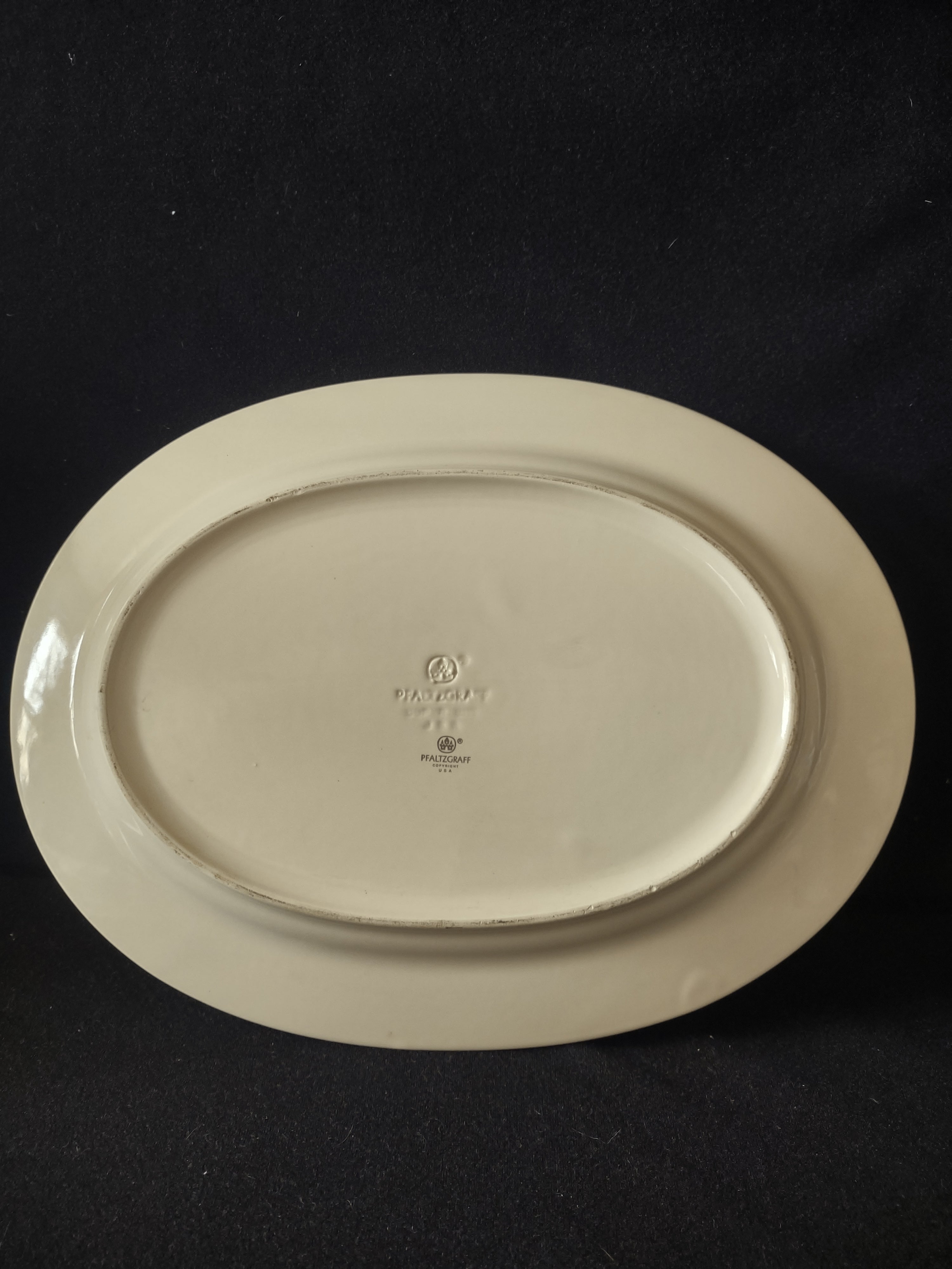 Vintage Pfaltzgraff Trousseau Oval Serving Platter Pink Roses Cream [6383]