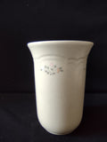 Vintage Pfaltzgraff Remembrance Utensil Holder Vase Cream Pink Rose Gray Leaf [6387]
