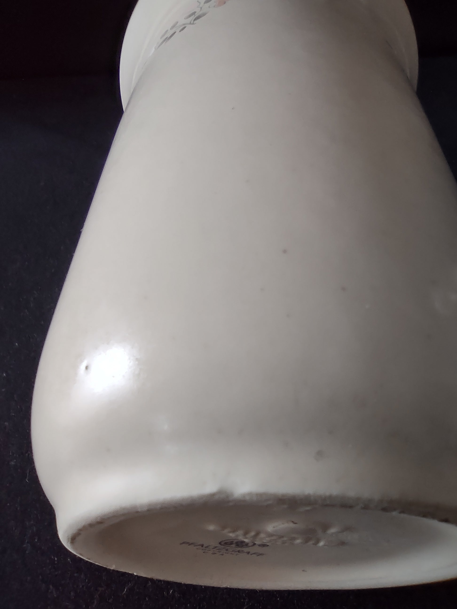 Vintage Pfaltzgraff Remembrance Utensil Holder Vase Cream Pink Rose Gray Leaf [6387]