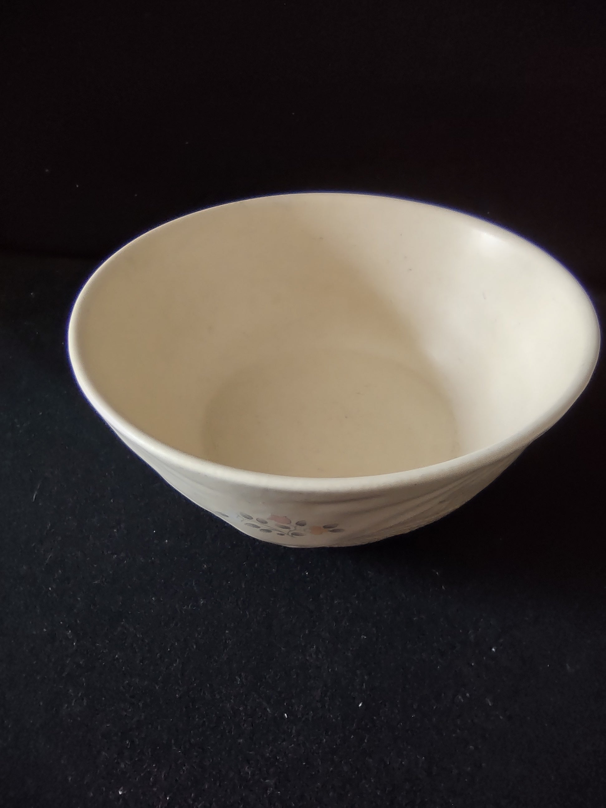 Vintage Pfaltzgraff Remembrance Bowl Cream Embossed Basket Weave Pink Rose 6" [6388]