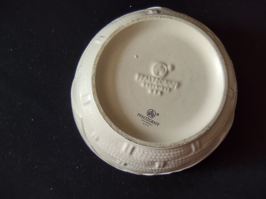 Vintage Pfaltzgraff Remembrance Bowl Cream Embossed Basket Weave Pink Rose 6" [6388]