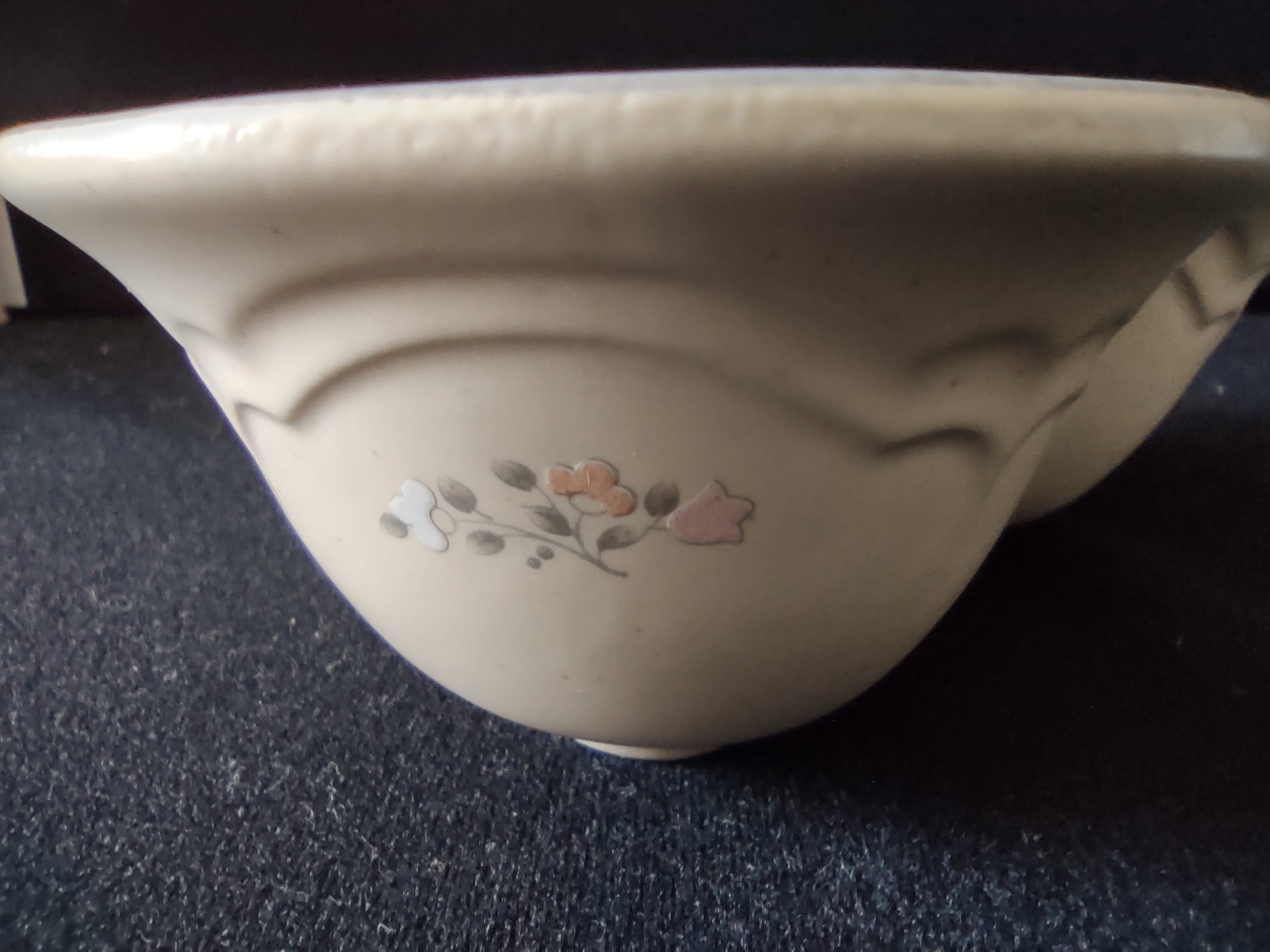 Vintage Pfaltzgraff Remembrance Heart Dish Trinket Bowl Floral Pink Cream [6389]