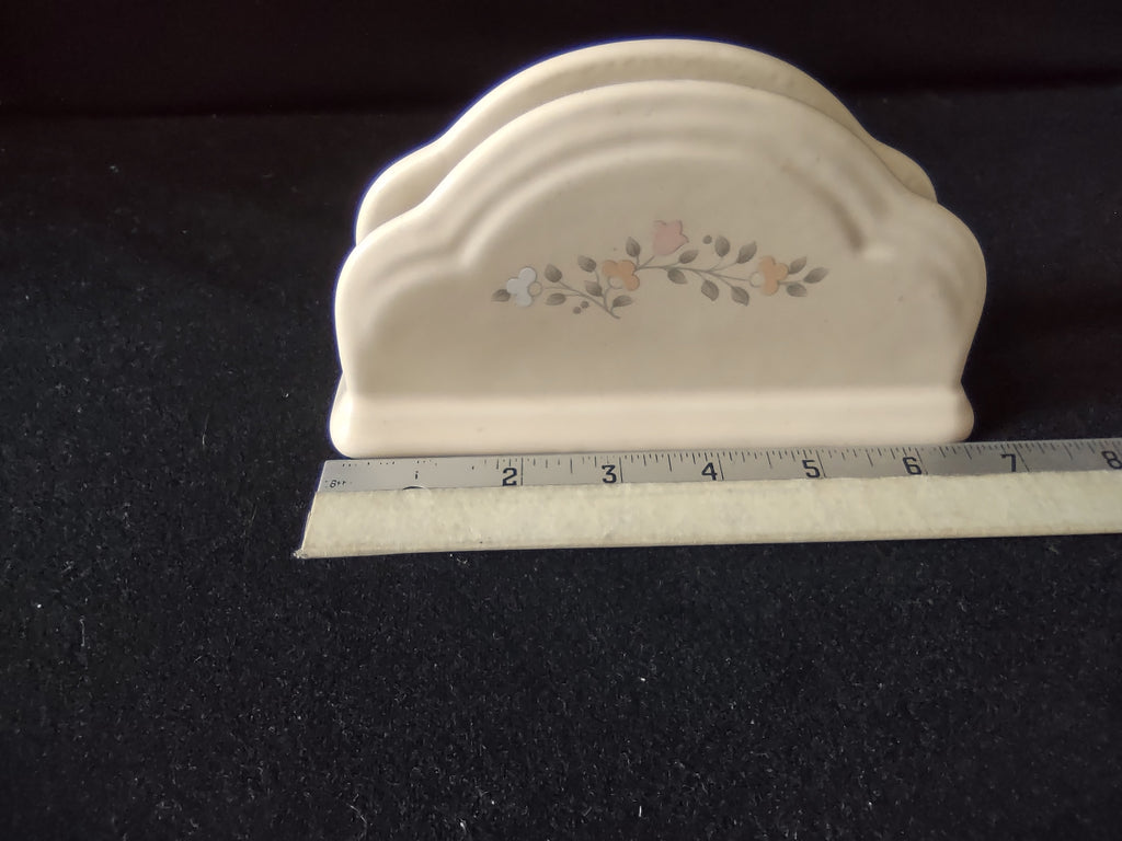 Vintage Pfaltzgraff Remembrance Napkin Holder Letter Holder Cream Floral [6390]