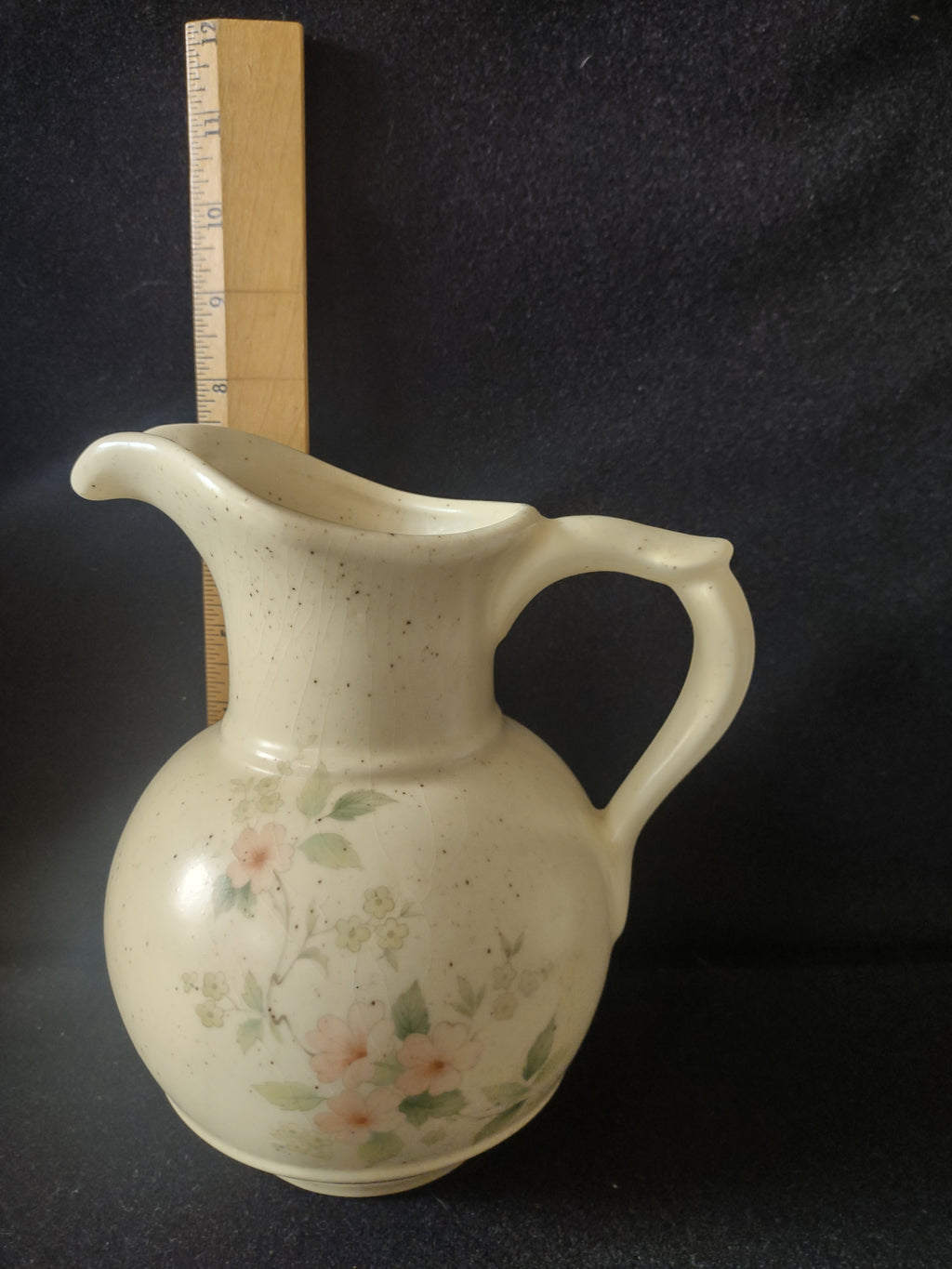 Vintage McCoy Pitcher Cream Pink Green Floral Stoneware [6391]