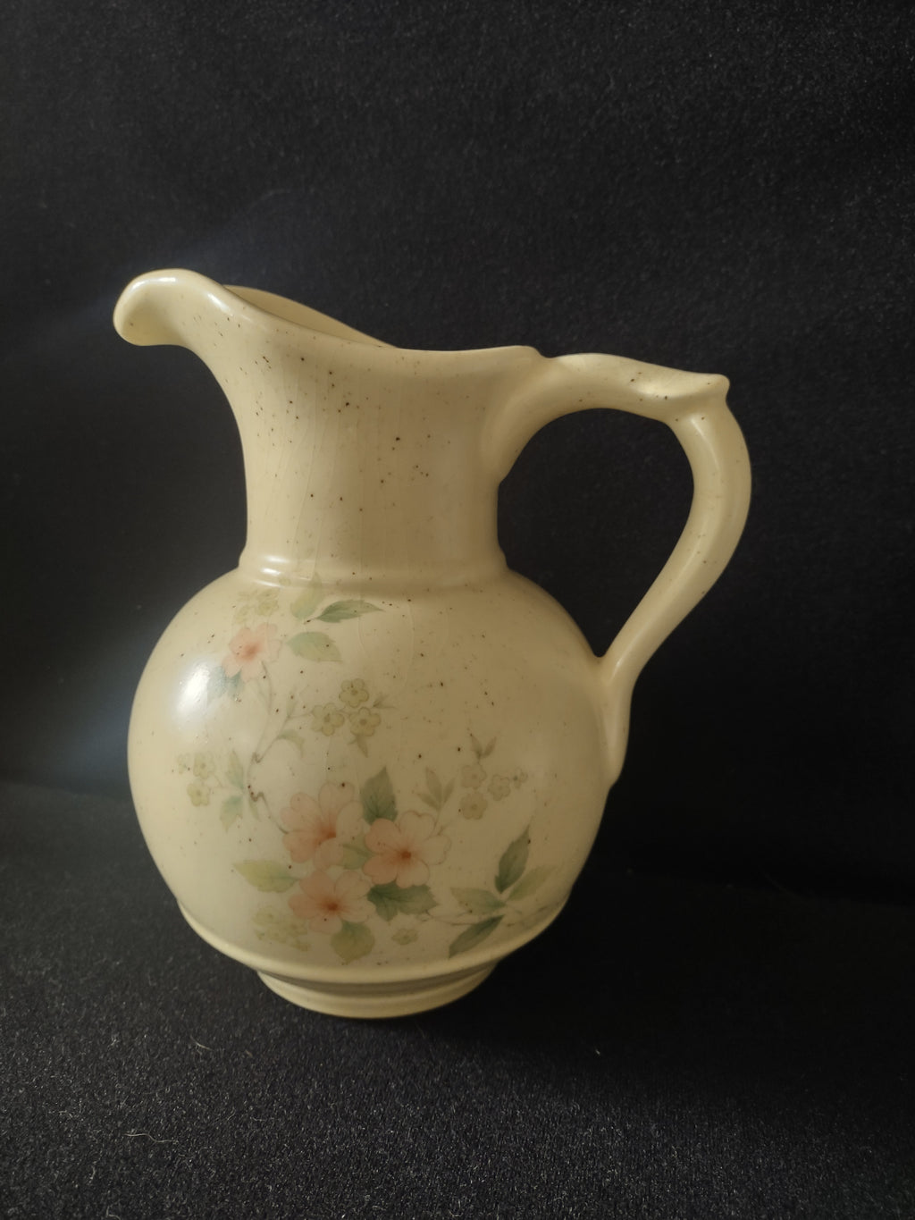 Vintage McCoy Pitcher Cream Pink Green Floral Stoneware [6391]