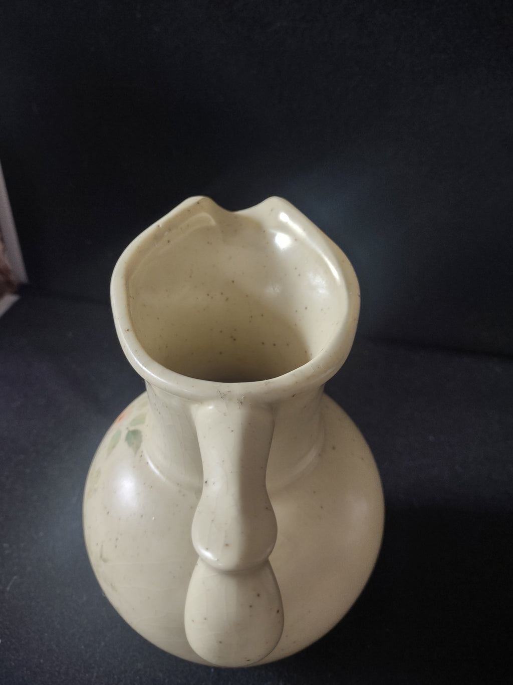 Vintage McCoy Pitcher Cream Pink Green Floral Stoneware [6391]