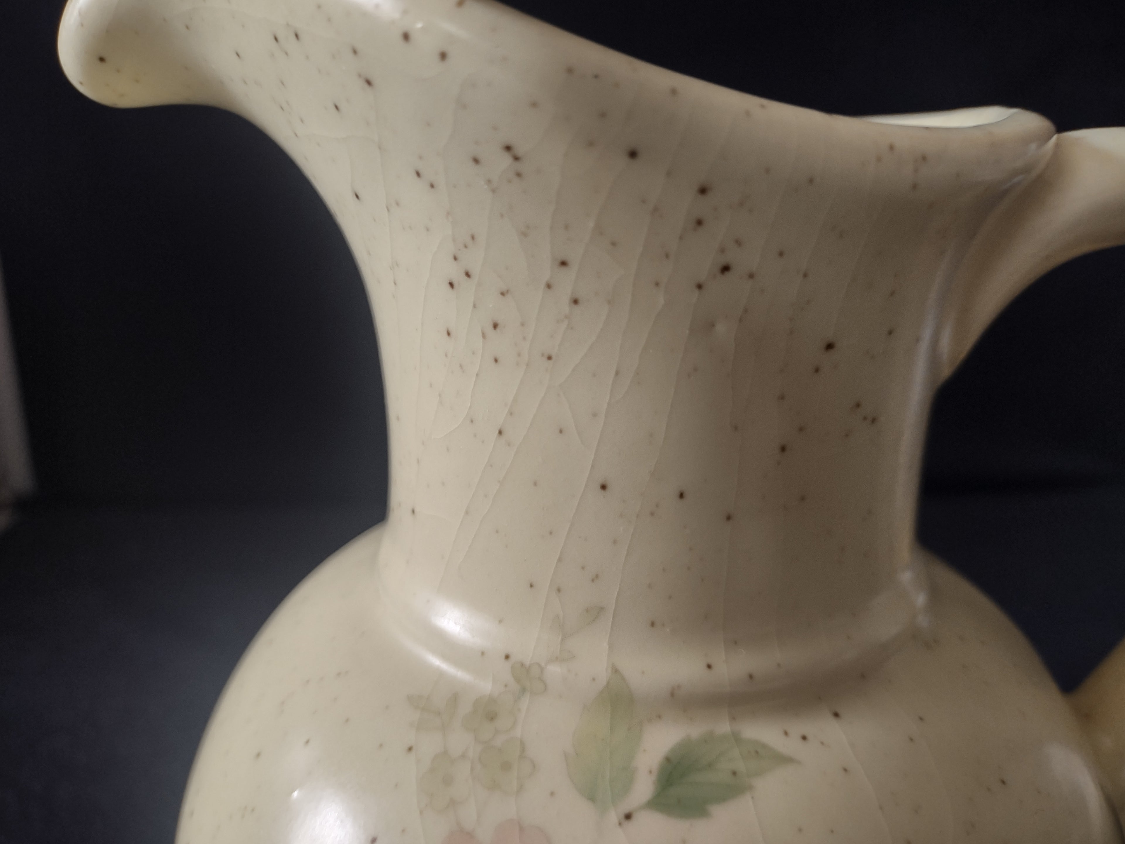 Vintage McCoy Pitcher Cream Pink Green Floral Stoneware [6391]