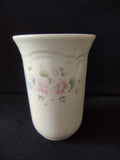 Vintage Pfaltzgraff Tea Rose Utensil Holder Vase Pink Blue Floral Cream USA [6392]