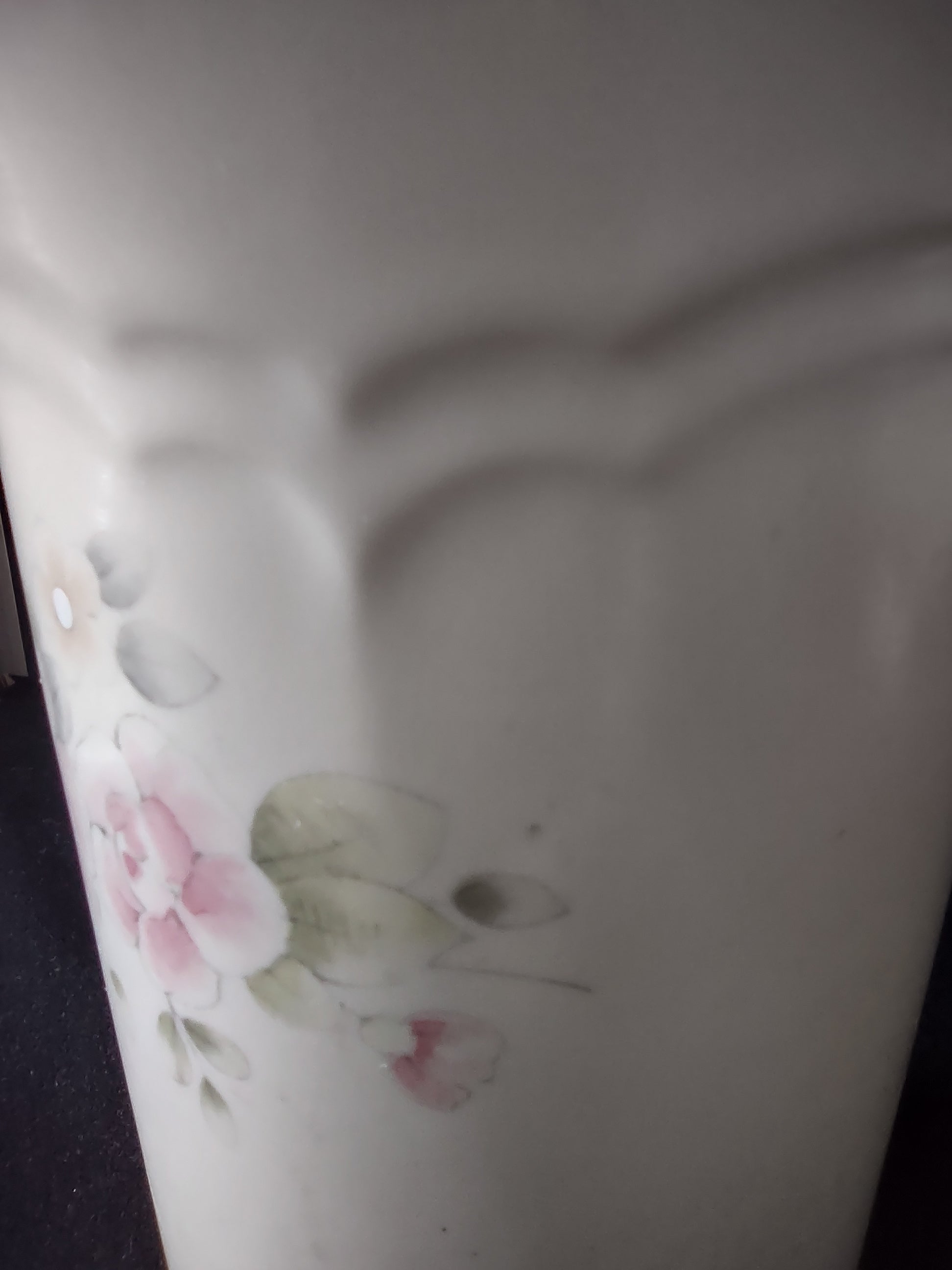 Vintage Pfaltzgraff Tea Rose Utensil Holder Vase Pink Blue Floral Cream USA [6392]