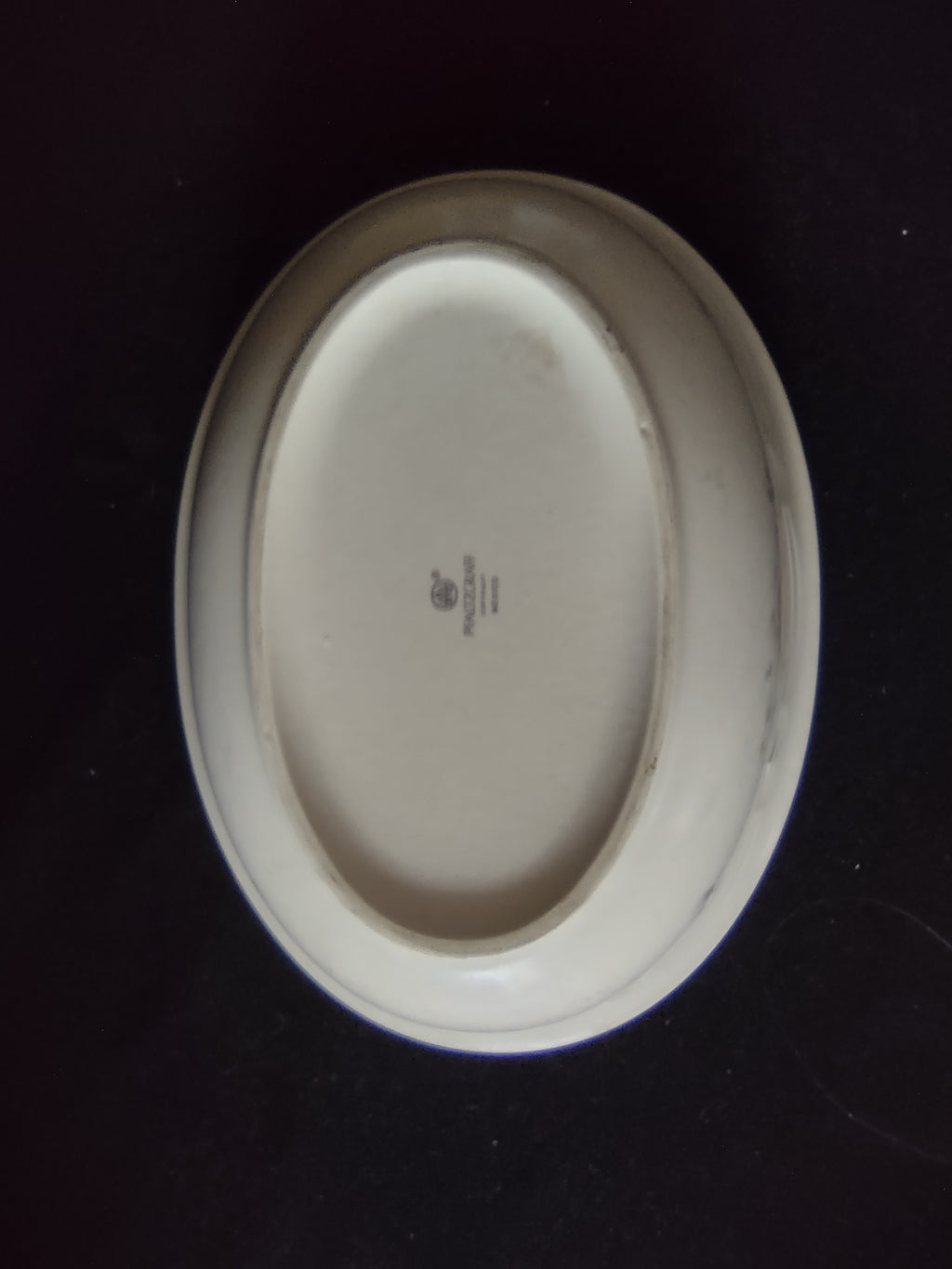 Vintage Tea Rose Oval Serving Bowl Cream Pink Blue Floral Embossed [6394]