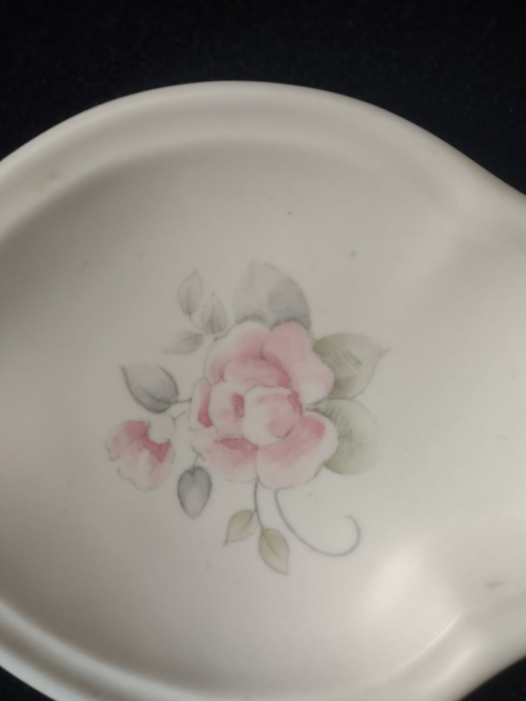 Vintage Pfaltzgraff Tea Rose Ceramic Spoon Rest Pink Rose Cream [6395]