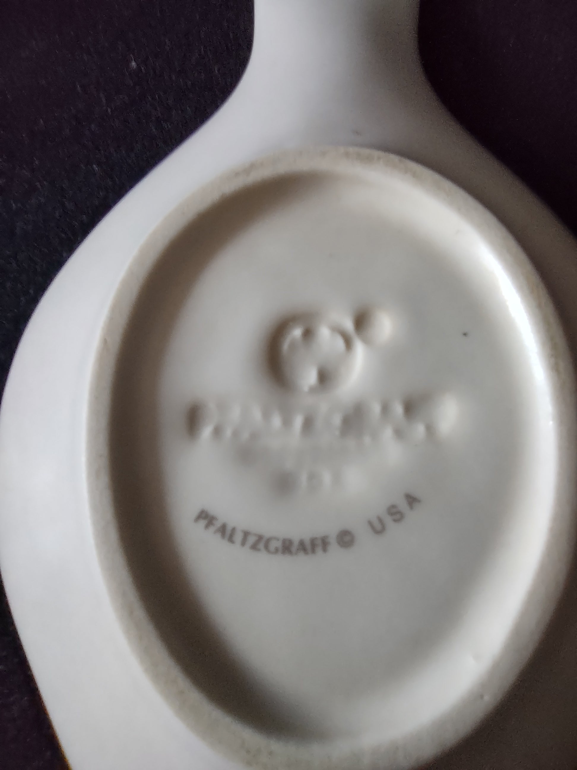 Vintage Pfaltzgraff Tea Rose Ceramic Spoon Rest Pink Rose Cream [6395]