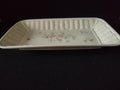 Vintage Pfaltzgraff Tea Rose Ceramic Basketweave Rectangular Tray Pink Blue [6396]
