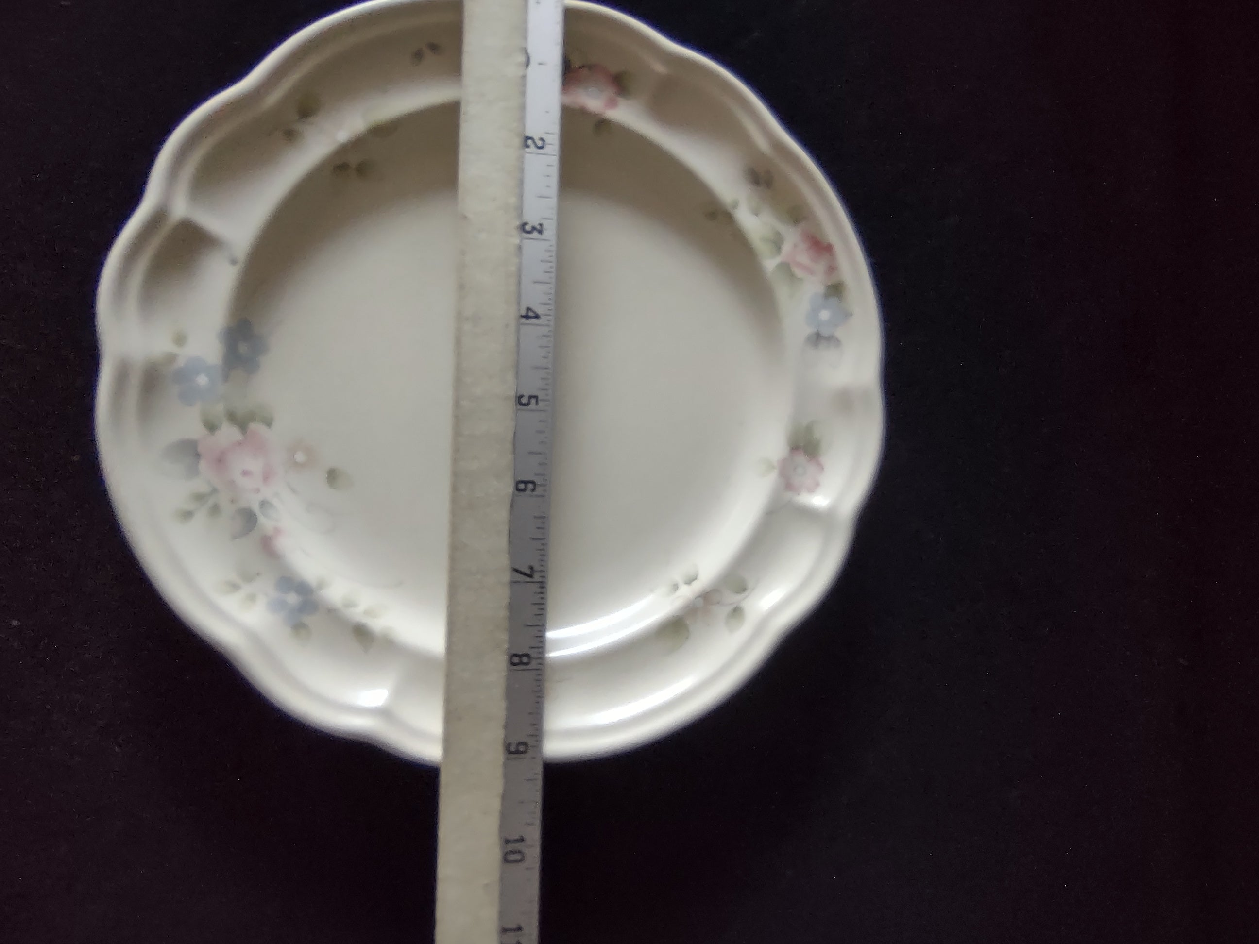 Vintage Pfaltzgraff Tea Rose Dinner Plates Set of 2 Pink Blue Floral Cream [6398]