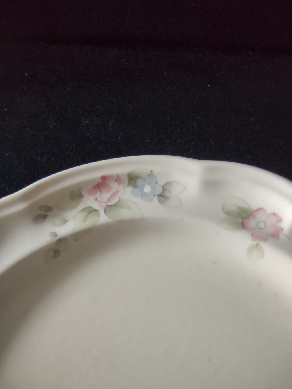 Vintage Pfaltzgraff Tea Rose Dinner Plates Set of 2 Pink Blue Floral Cream [6398]