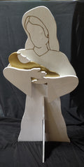 Vintage Wood Nativity Christmas Virgin Mary Christ Child White Gold Figure [4847]
