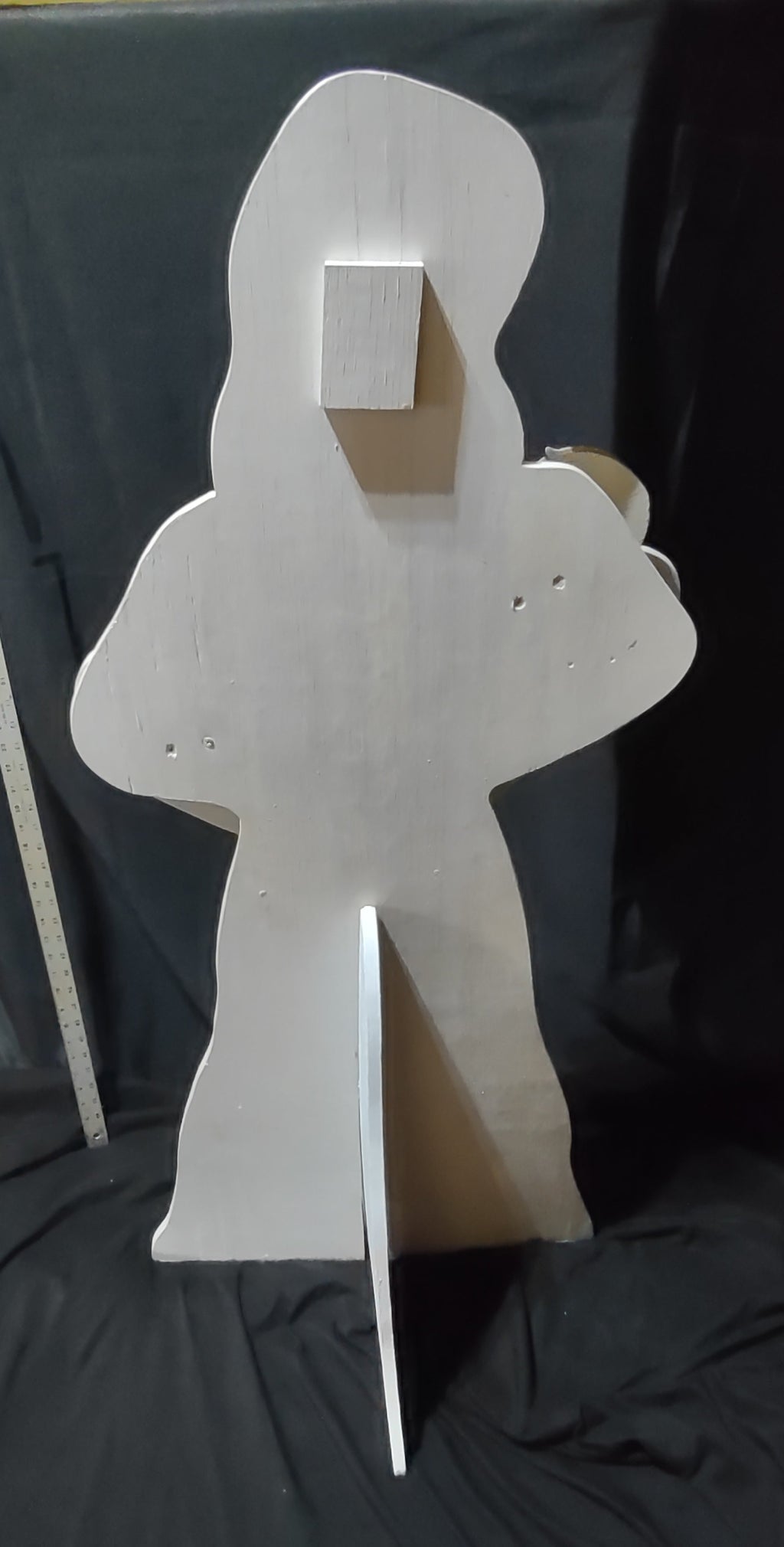 Vintage Wood Nativity Christmas Virgin Mary Christ Child White Gold Figure [4847]