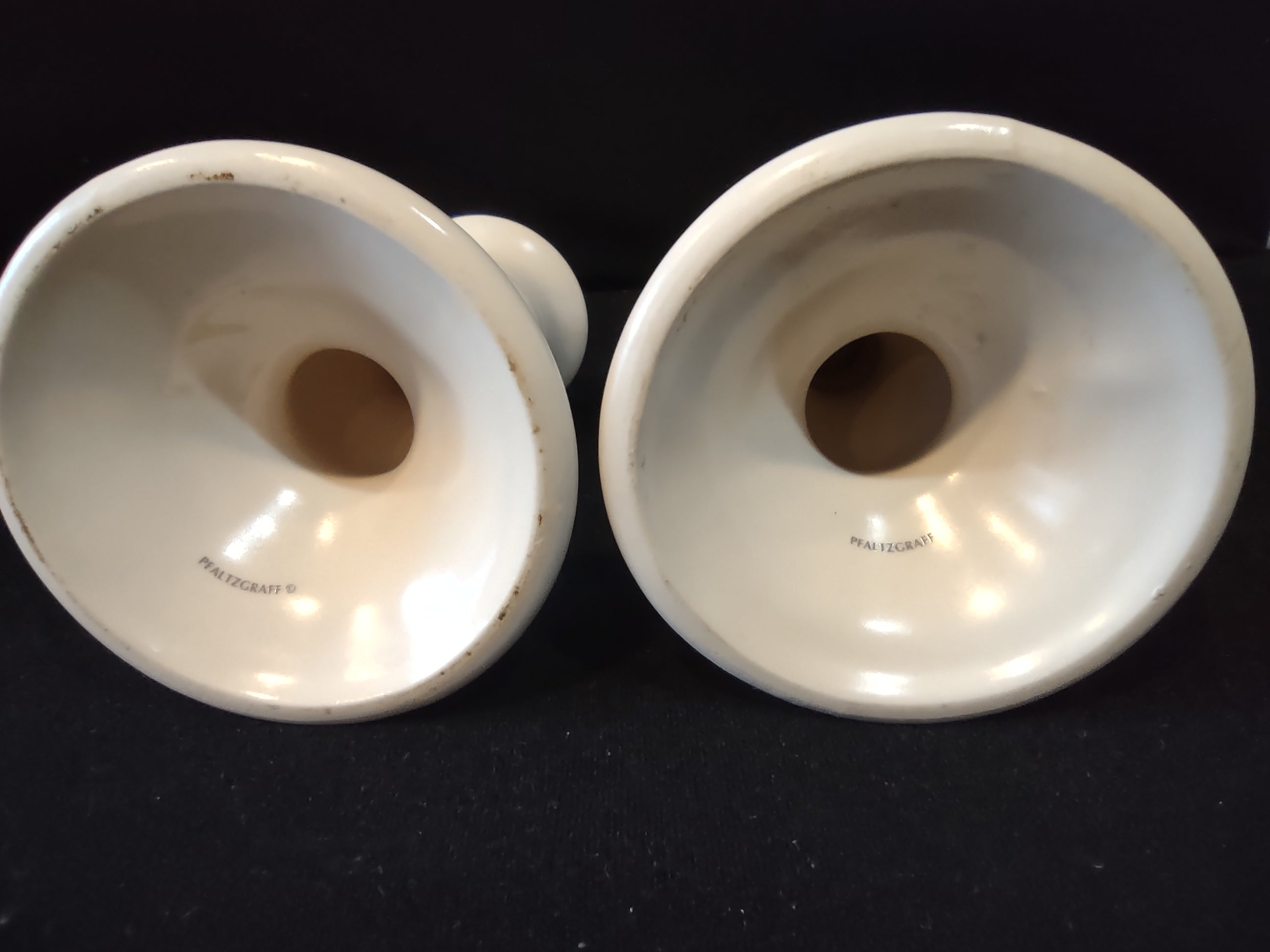 Vintage Pfaltzgraff Tea Rose Ceramic Candlestick Holders Pair Embossed Floral [6400]