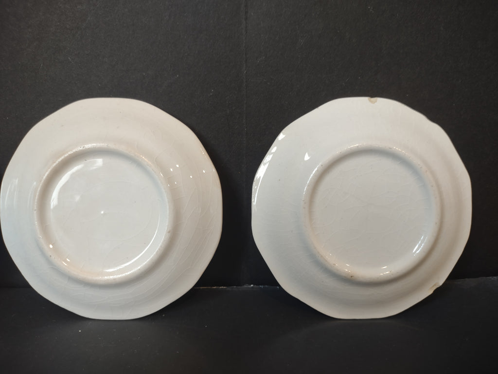 Vintage White Blue Gold Band Butter Pat Set of 6 [6473]