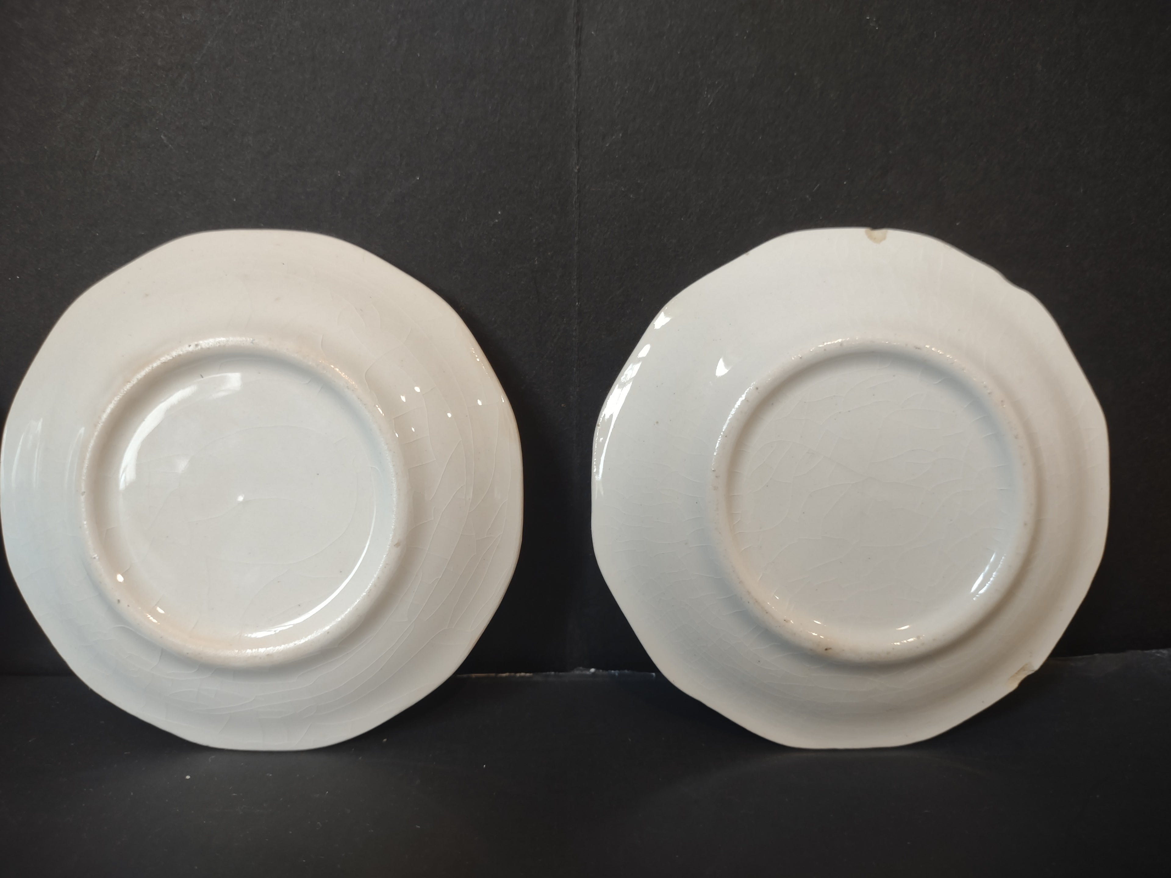 Vintage White Blue Gold Band Butter Pat Set of 6 [6473]