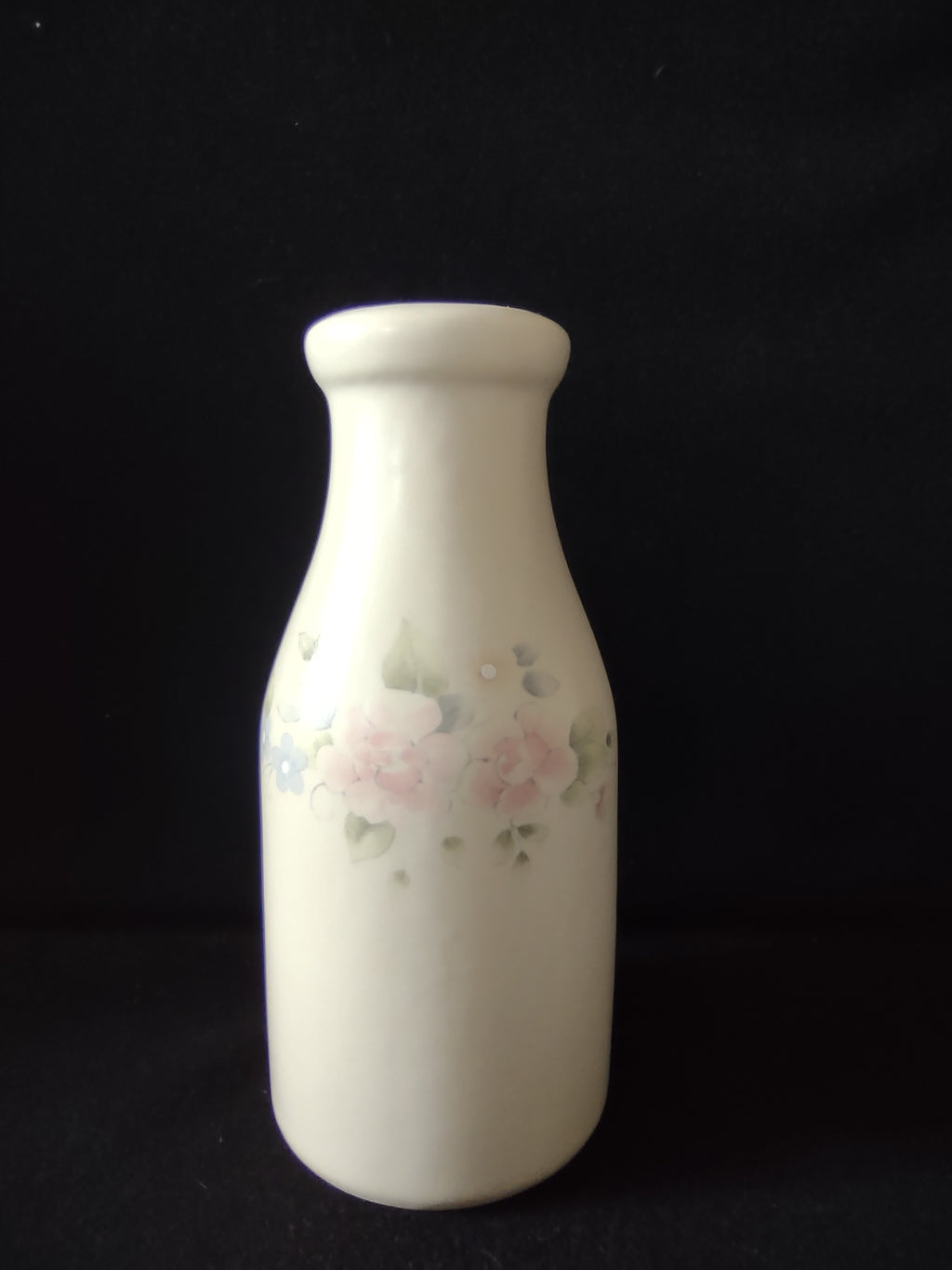 Vintage Pfaltzgraff Tea Rose Ceramic Milk Bottle Vase Pink Roses USA [6407]