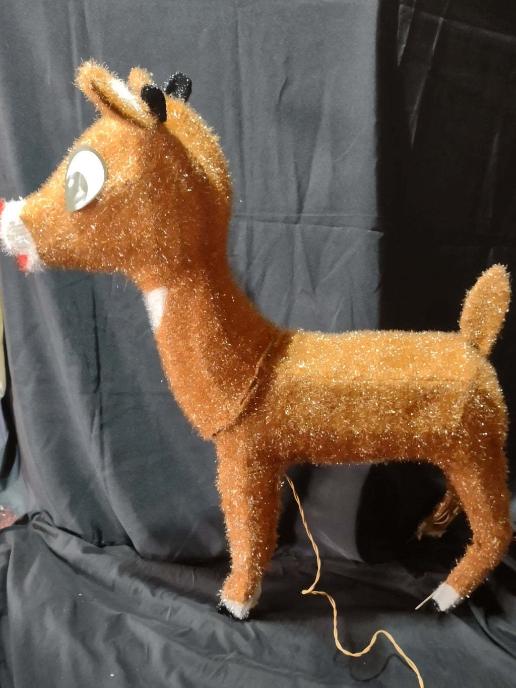 Vintage Young Rudolph Red-Nosed Reindeer Tinsel DOES NOT Light-Up Figure [4844]