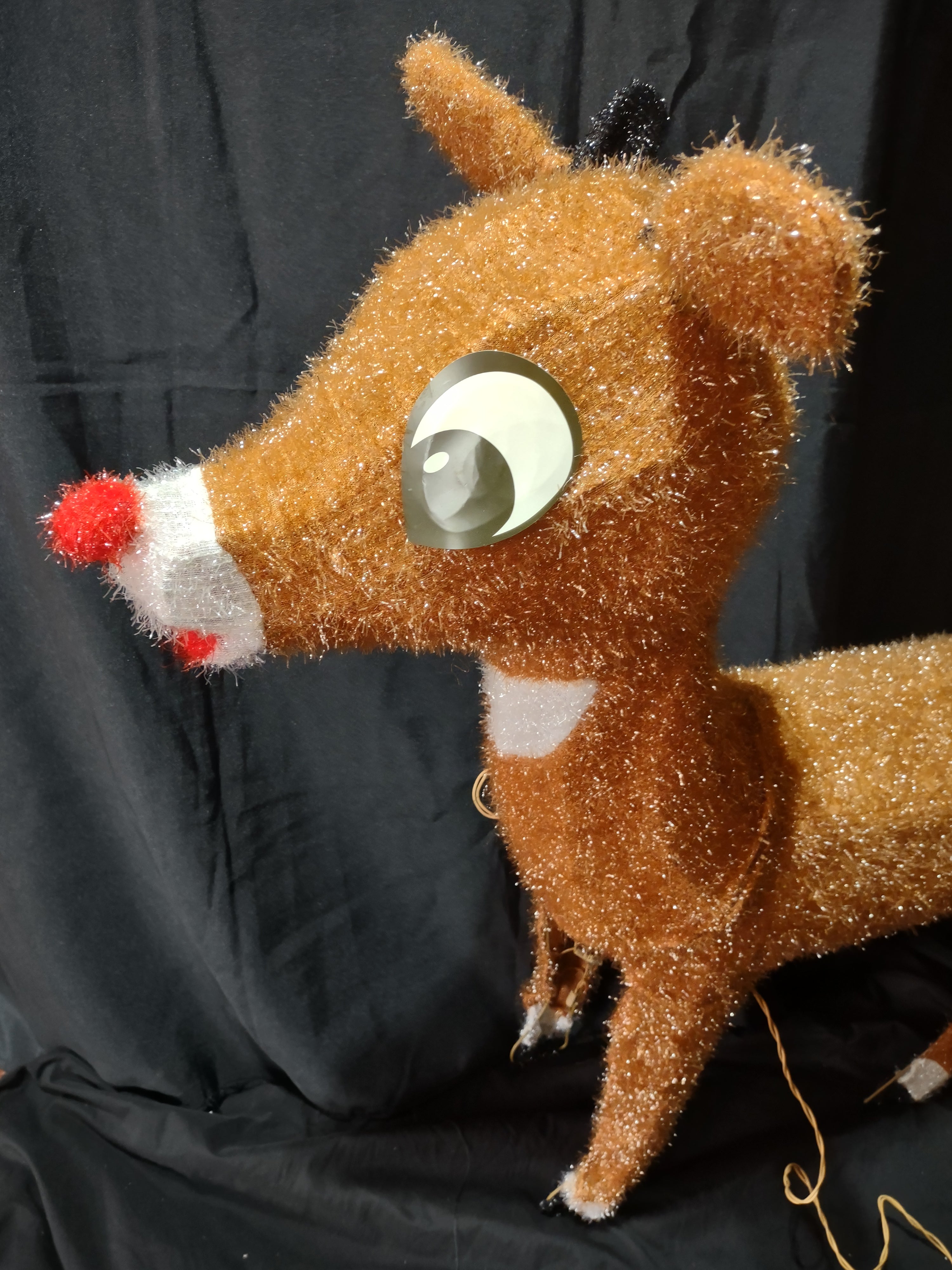 Vintage Young Rudolph Red-Nosed Reindeer Tinsel DOES NOT Light-Up Figure [4844]